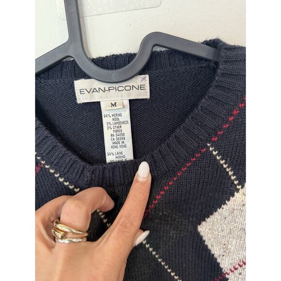 Evan Picone Merino Wool Sweater Shoulder Padded Medium Grandpacore 2258 - Picture 5 of 11